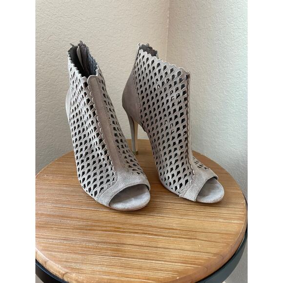 Ivanka Trump Shoes - Ivanka IT "Didia" caged suede gray taupe heeled open toe booties 7.5